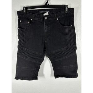 American Breed Shorts Mens 34 Black Biker Moto Denim Stretch 5 Pocket Motorcycle